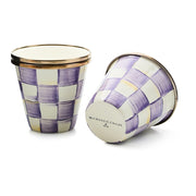 MacKenzie-Childs Violet Check Herb Pots, Set of 3