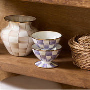 MacKenzie-Childs Violet Check Ice Cream Dish