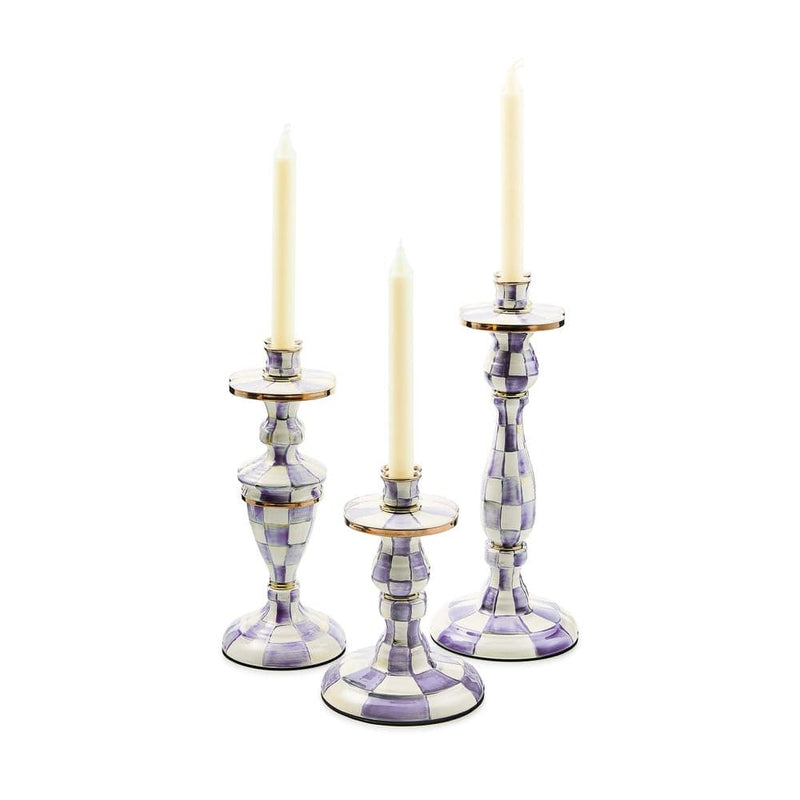 MacKenzie-Childs Violet Check Large Candlestick