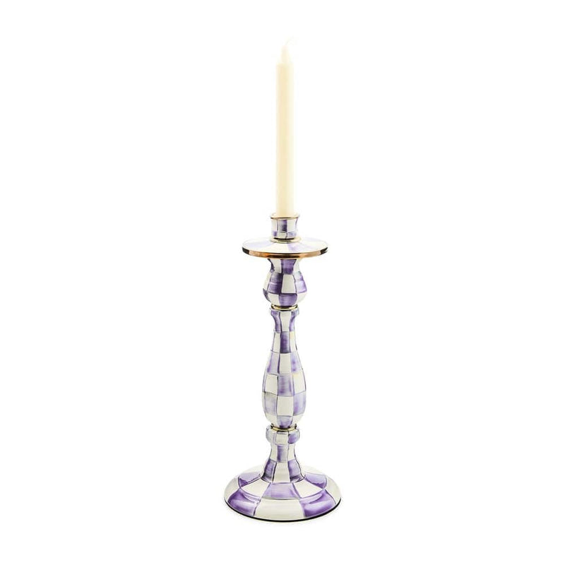 MacKenzie-Childs Violet Check Large Candlestick