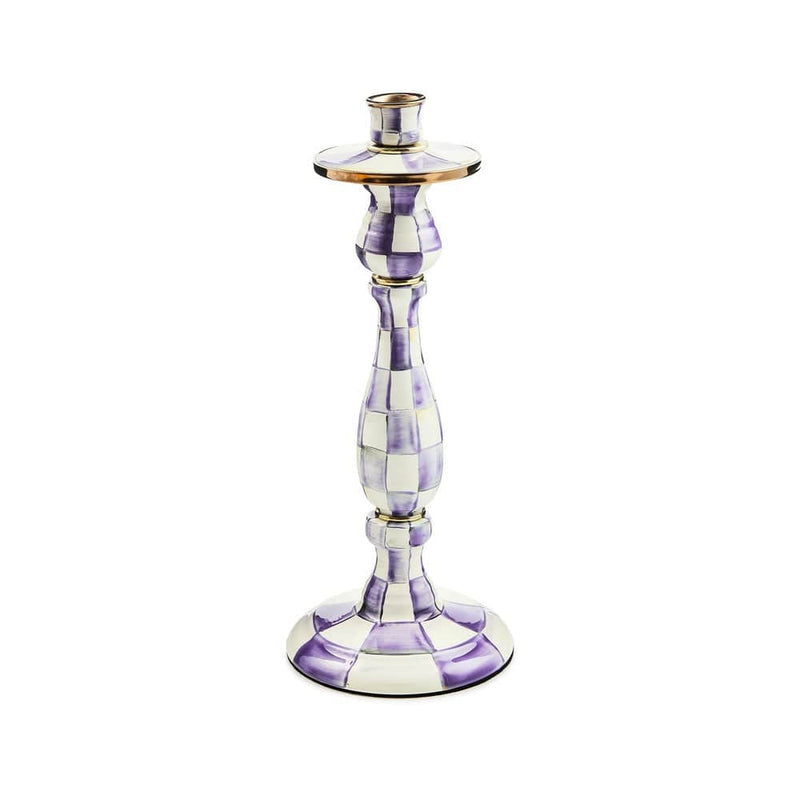 MacKenzie-Childs Violet Check Large Candlestick