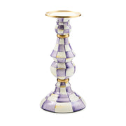 MacKenzie-Childs Violet Check Large Pillar Candlestick