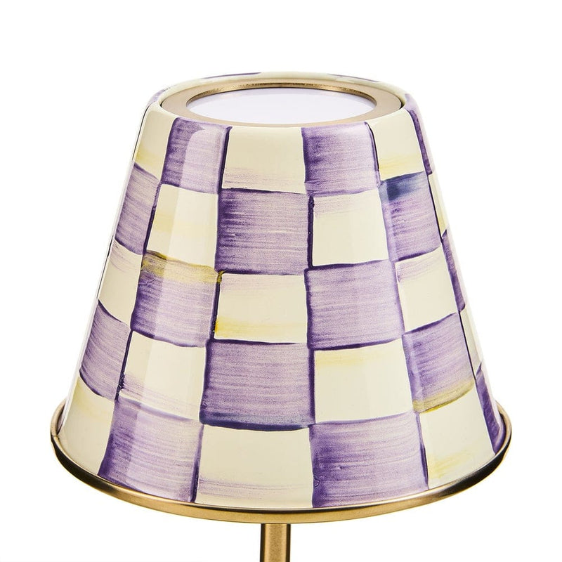 MacKenzie-Childs Violet Check LED Rechargeable Cafe Table Lamp