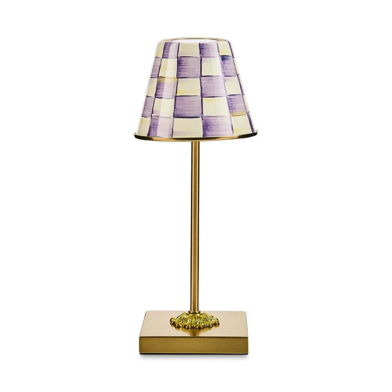 MacKenzie-Childs Violet Check LED Rechargeable Cafe Table Lamp