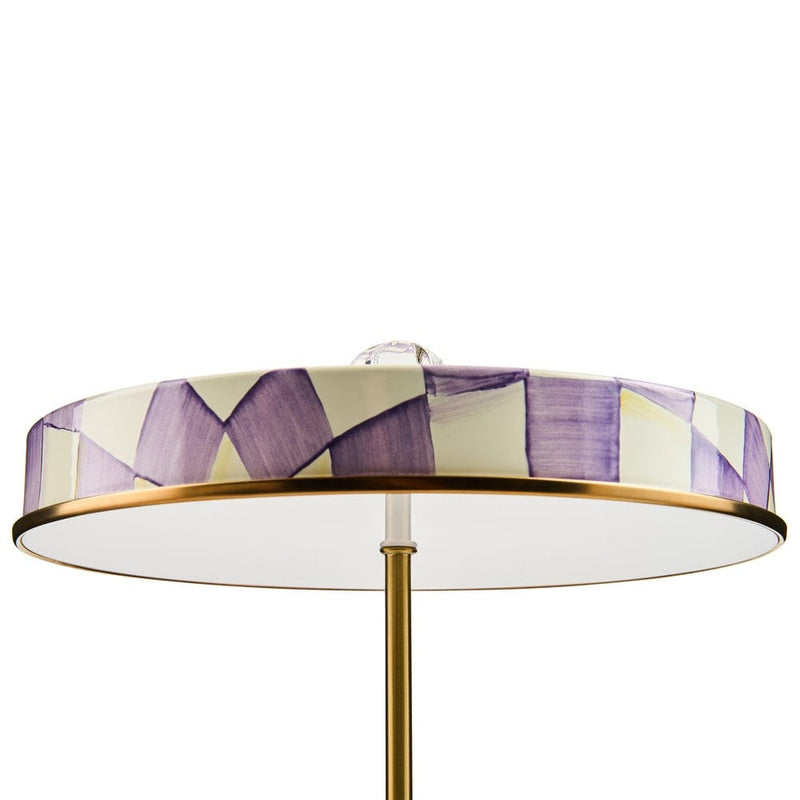 MacKenzie-Childs Violet Check LED Rechargeable Disk Table Lamp