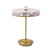 MacKenzie-Childs Violet Check LED Rechargeable Disk Table Lamp