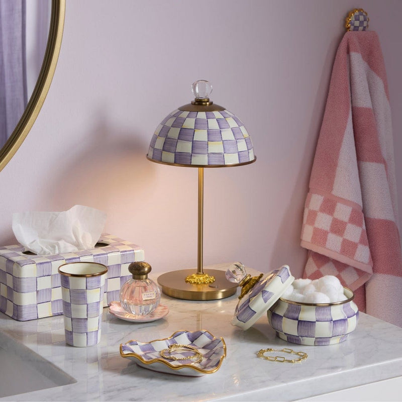 MacKenzie-Childs Violet Check LED Rechargeable Dome Table Lamp