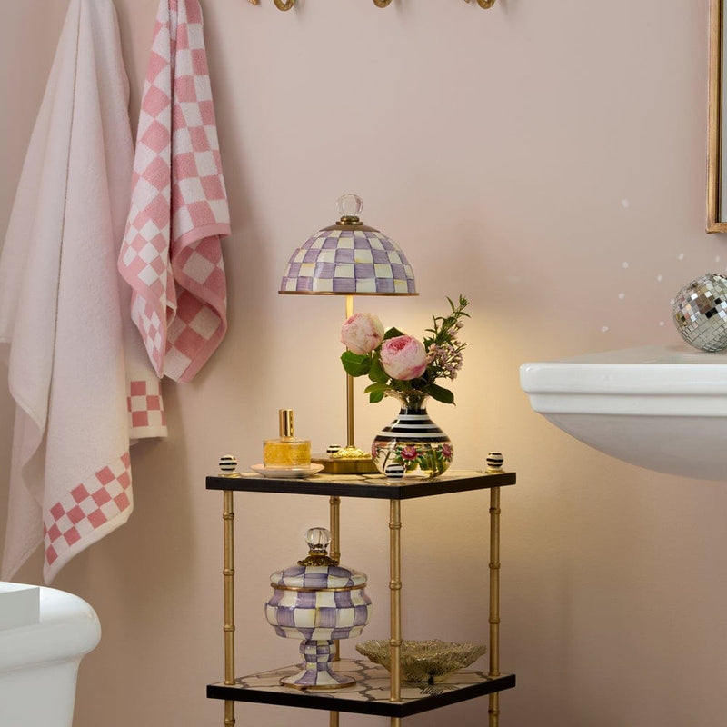 MacKenzie-Childs Violet Check LED Rechargeable Dome Table Lamp
