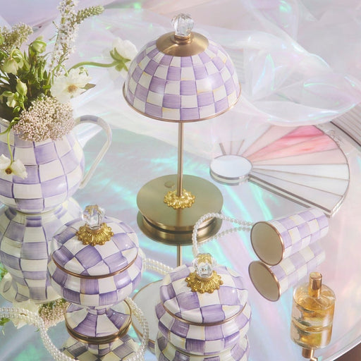 MacKenzie-Childs Violet Check LED Rechargeable Dome Table Lamp
