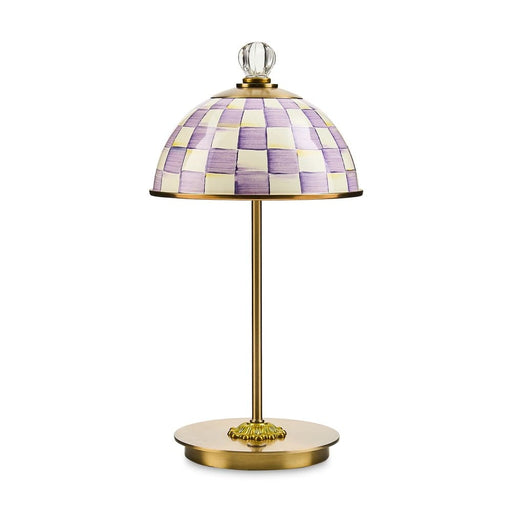 MacKenzie-Childs Violet Check LED Rechargeable Dome Table Lamp