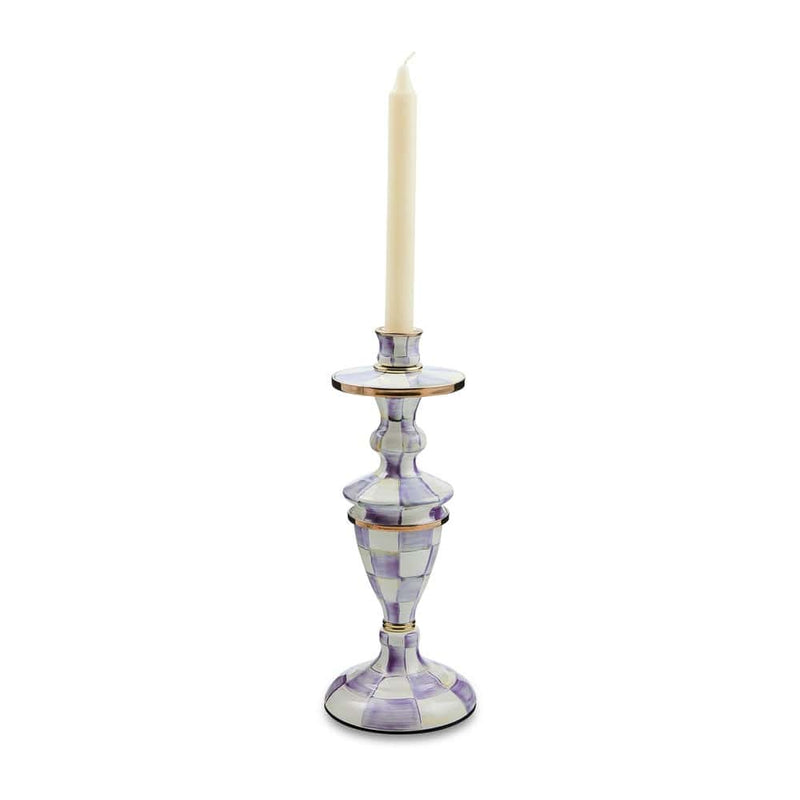 MacKenzie-Childs Violet Check Medium Candlestick