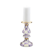 MacKenzie-Childs Violet Check Medium Pillar Candlestick
