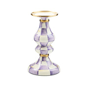MacKenzie-Childs Violet Check Medium Pillar Candlestick