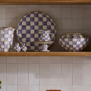 MacKenzie-Childs Violet Check Mini Pedestal Platter