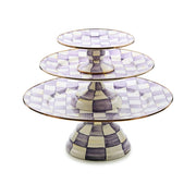 MacKenzie-Childs Violet Check Mini Pedestal Platter