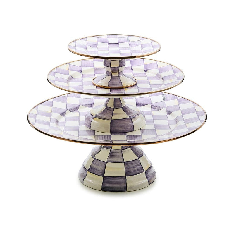 MacKenzie-Childs Violet Check Mini Pedestal Platter