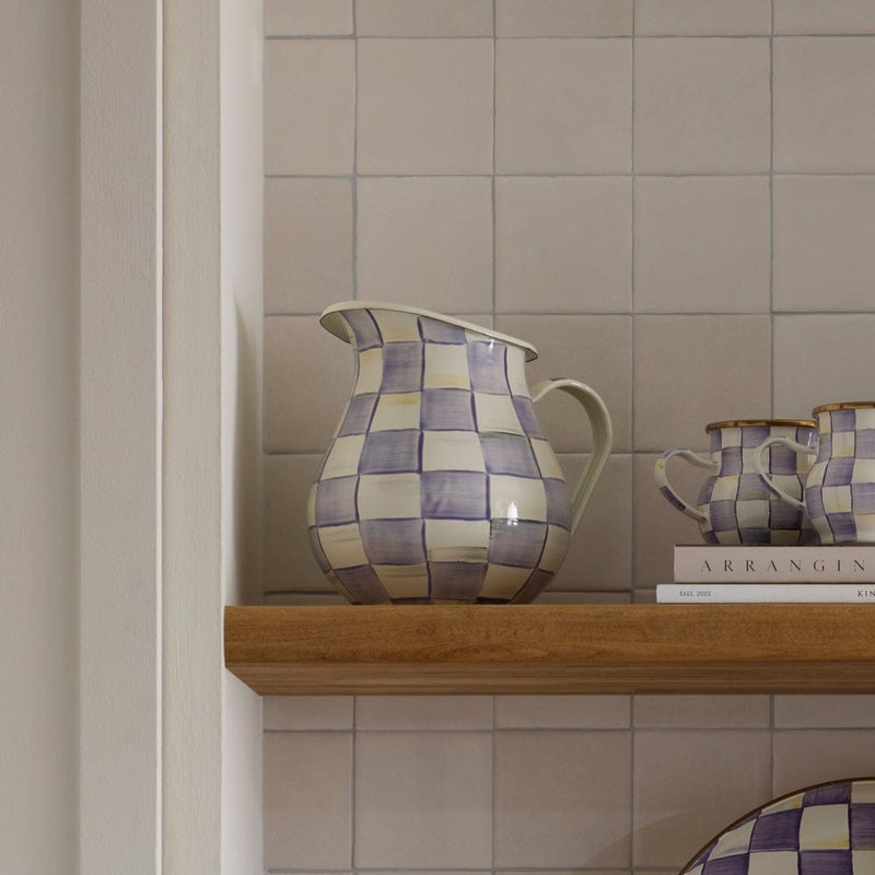 MacKenzie-Childs Violet Check Pitcher