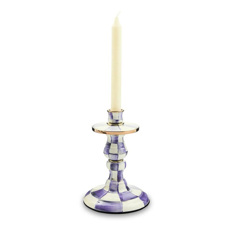 MacKenzie-Childs Violet Check Small Candlestick