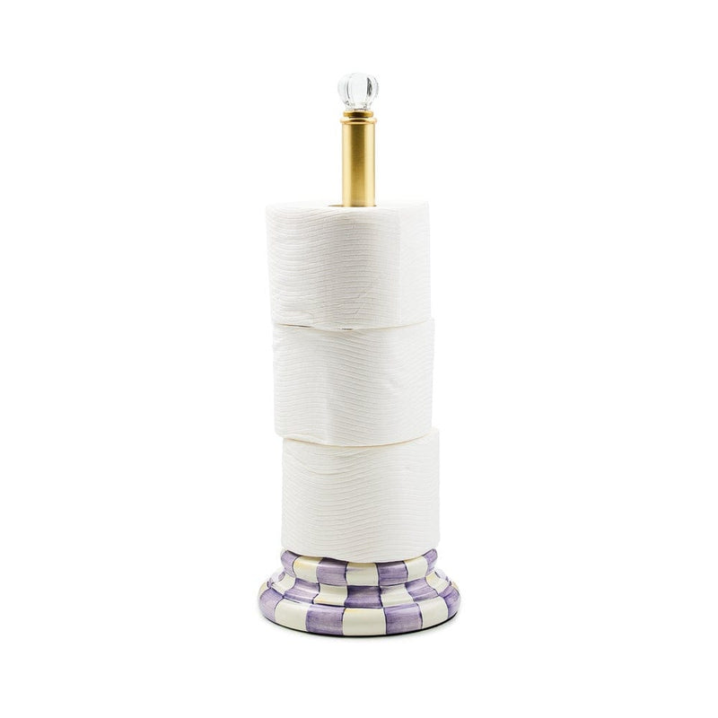 MacKenzie-Childs Violet Check Toilet Tissue Storage