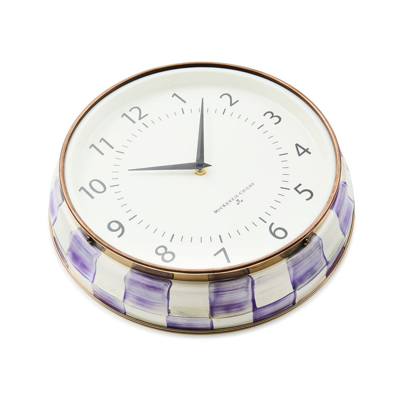 MacKenzie-Childs Wall Clocks Violet Check School Wall Clock