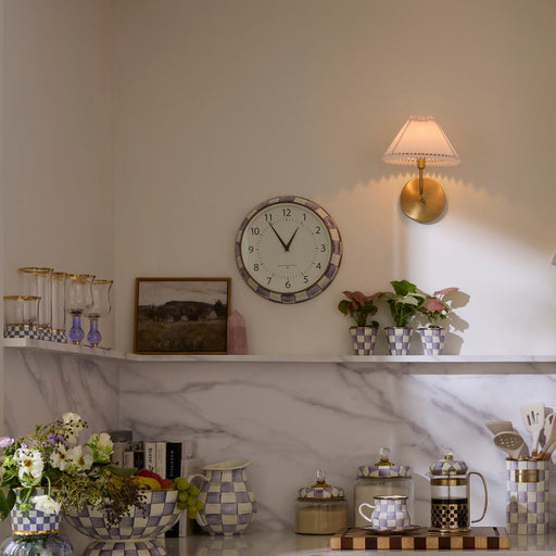 MacKenzie-Childs Wall Clocks Violet Check School Wall Clock