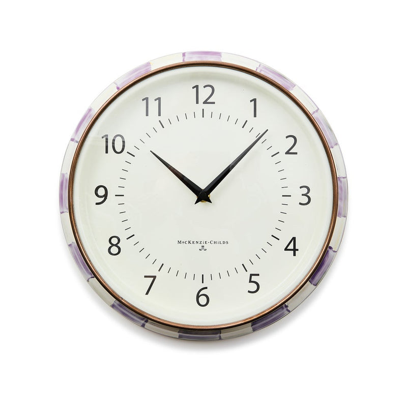 MacKenzie-Childs Wall Clocks Violet Check School Wall Clock