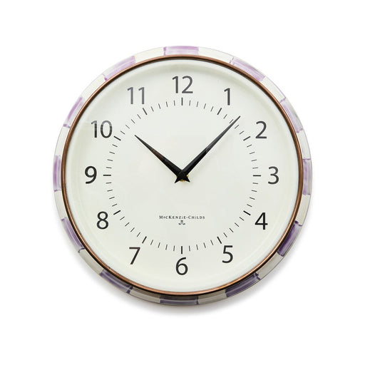 MacKenzie-Childs Wall Clocks Violet Check School Wall Clock