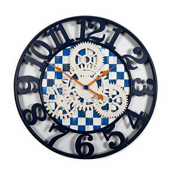 MacKenzie-Childs Wall Decor Royal Check Farmhouse Wall Clock - Large