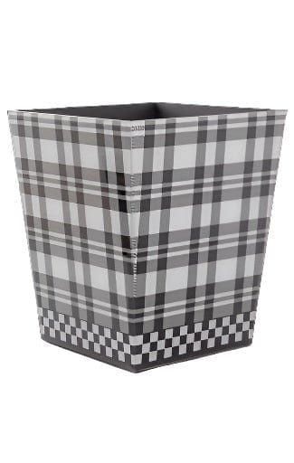 MacKenzie-Childs Waste Bins Black & White Tartan Waste Bin