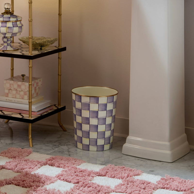 MacKenzie-Childs Waste Bins Violet Check Waste Bin