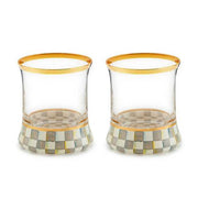 MacKenzie-Childs Water Glass Sterling Check Tumbler Glass, Set of 2