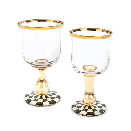 MacKenzie-Childs Wine Glasses Royal Check Wine Glass