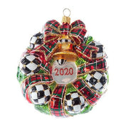 MacKenzie-Childs Wreaths Glass Ornament - 2020 Night Cap Cardinal Wreath