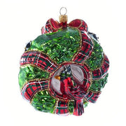 MacKenzie-Childs Wreaths Glass Ornament - 2020 Night Cap Cardinal Wreath