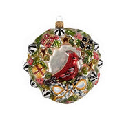 MacKenzie-Childs Wreaths Glass Ornament - Jolly Dated Wreath