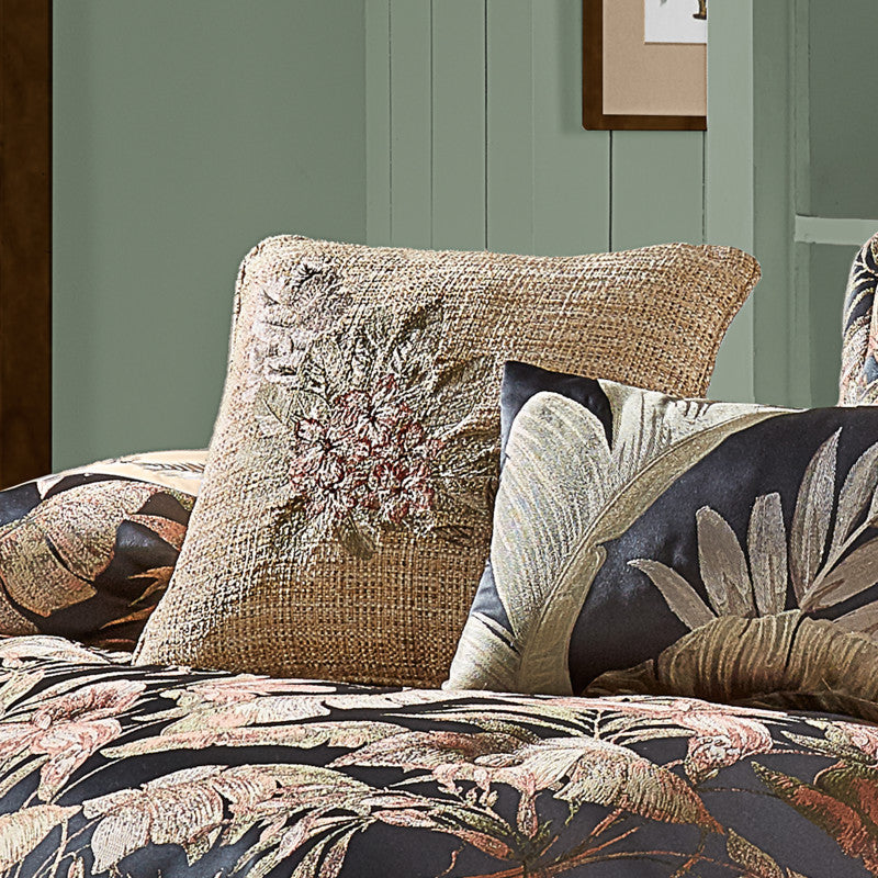Martinique 18" Square Embellished Decorative Throw Pillow