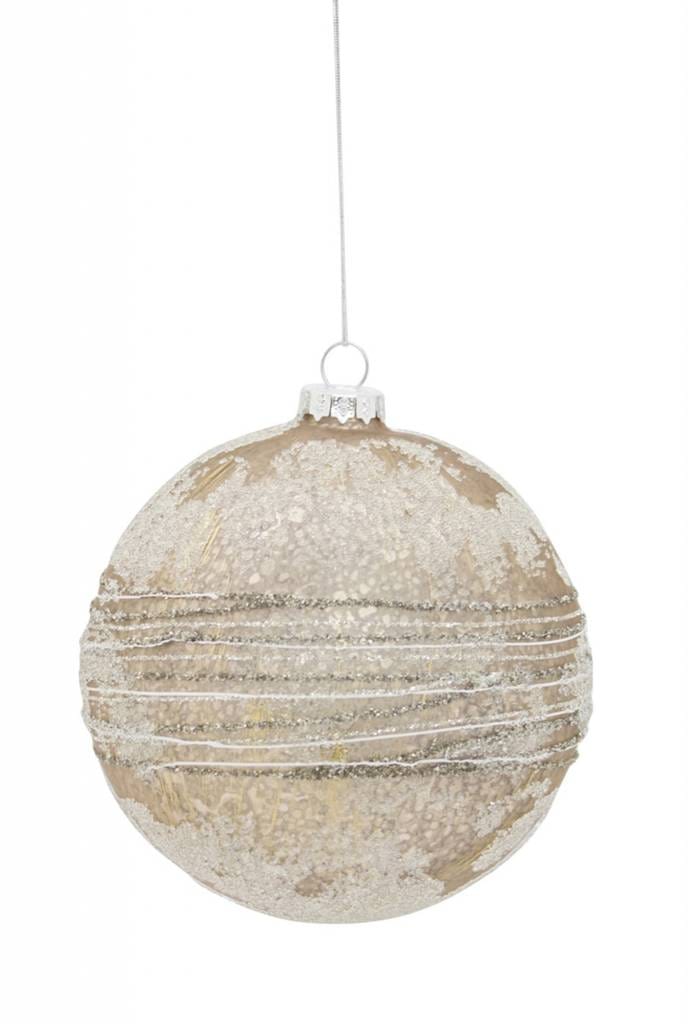 Melrose International Ball Ornament 5"D Glass Gold/Silver