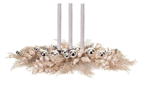 Melrose International Glittered Cedar/Ornaments Taper Centerpiece