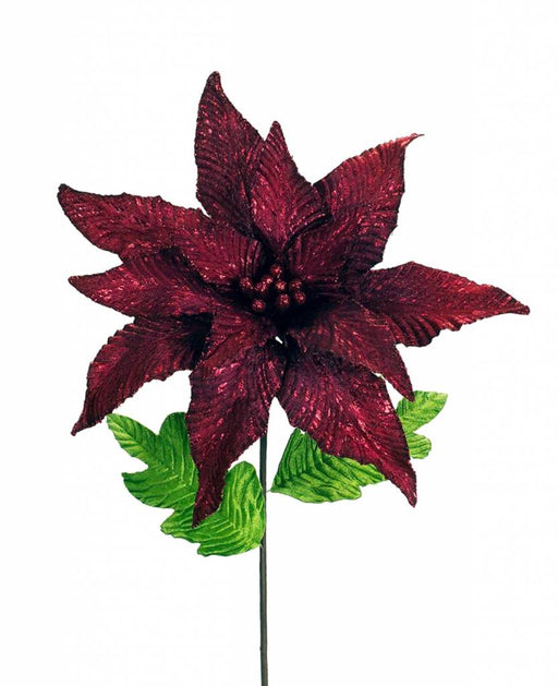 Melrose International Metallic Poinsettia Stem 29"H