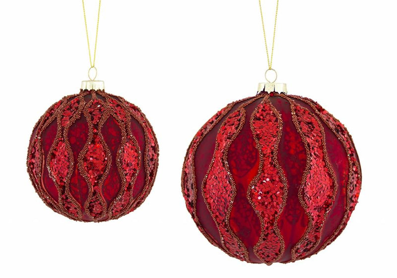 Melrose International Ornament (Set of 2) 3"D, 4"D Glass