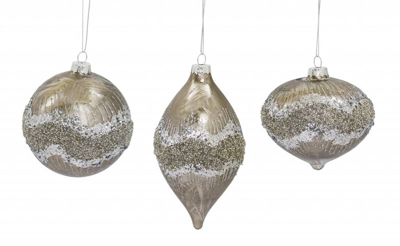 Melrose International Ornaments Ornament 4.25", 6.5"H Glass Pewter/Silver