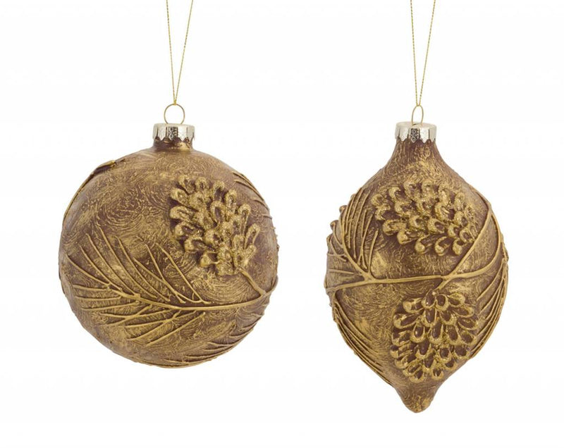 Melrose International Pinecone Ornament (2 Asst) 5", 6.75"H Glass