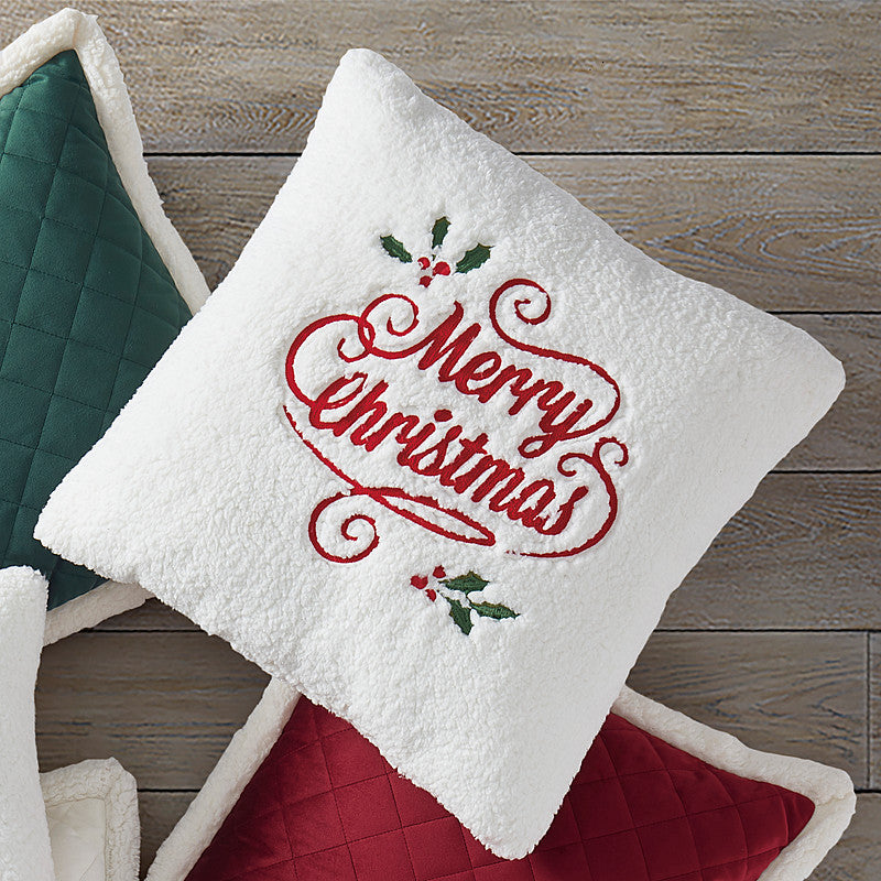 Merry Christmas Holly Pillow 20" Square Decorative Throw Pillow