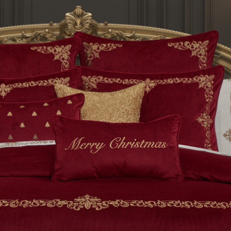 Merry Christmas Pillow Boudoir Embellished Decorative Throw Pillow