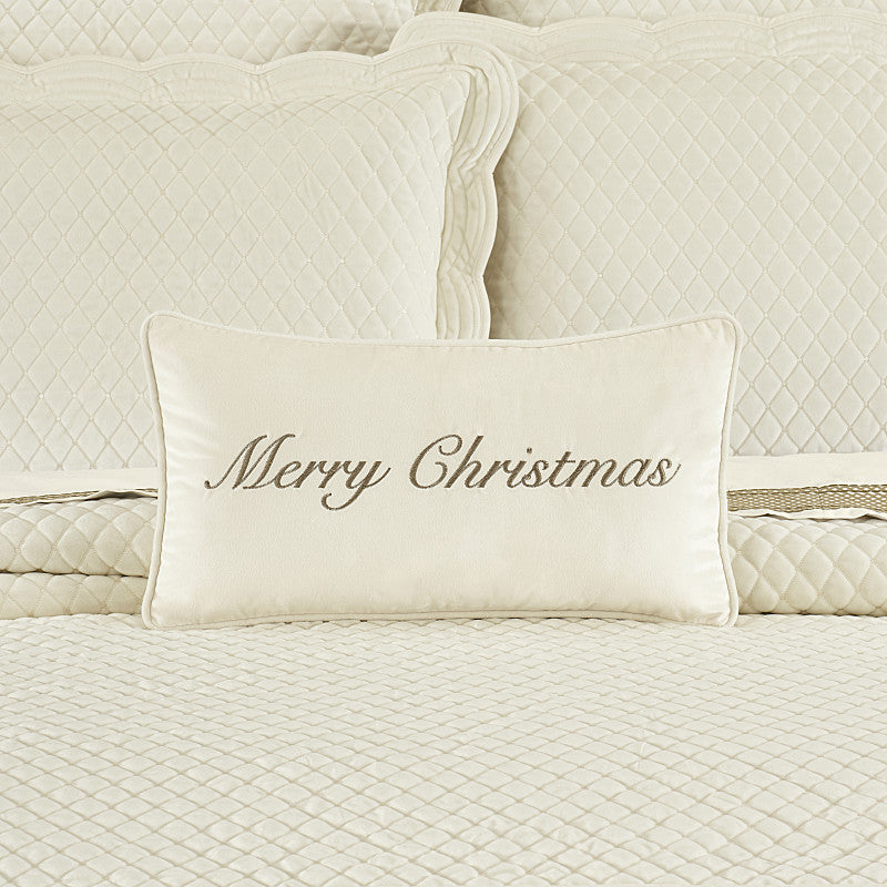 Merry Christmas Pillow Boudoir Embellished Decorative Throw Pillow