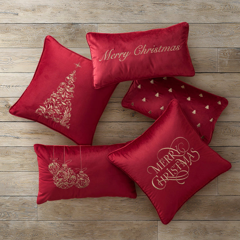 Merry Christmas Pillow Boudoir Embellished Decorative Throw Pillow