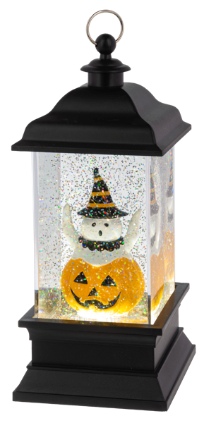 LED Light Up Shimmer Ghost in Pumpkin Lantern Figurine