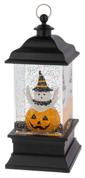 LED Light Up Shimmer Ghost in Pumpkin Lantern Figurine