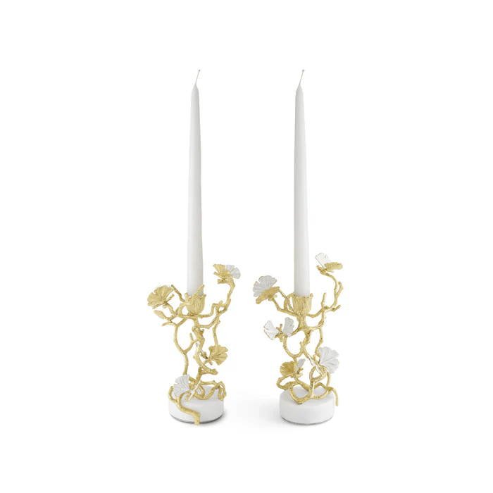 Michael Aram candle holder Butterfly Ginkgo Gold Candleholders S/2