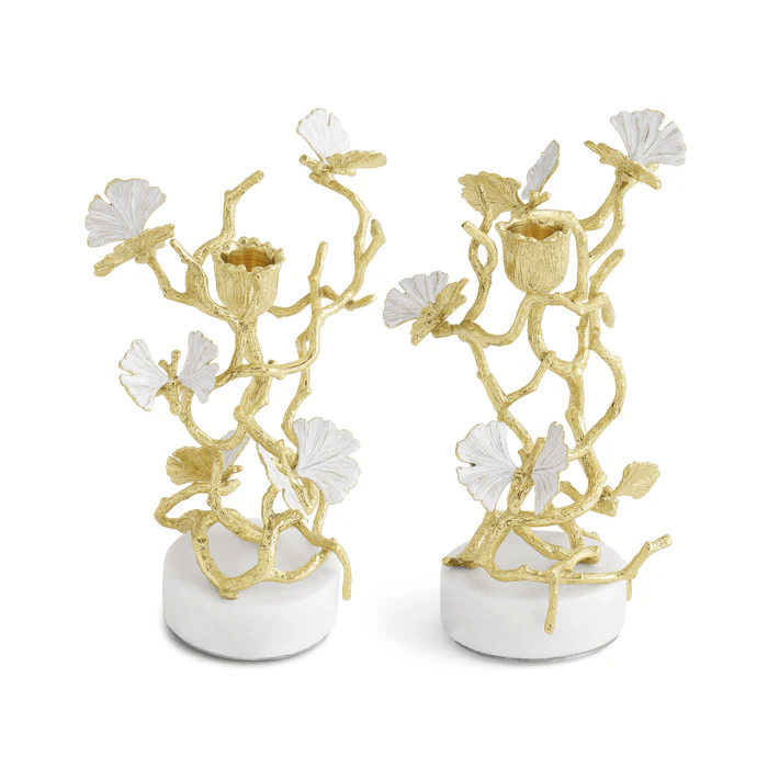 Michael Aram candle holder Butterfly Ginkgo Gold Candleholders S/2